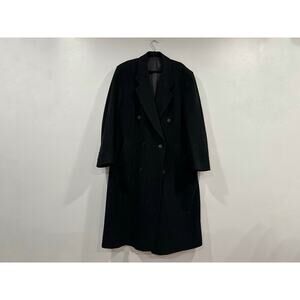 Dario Di Napoli Black Pinstripe Lambswool Button Down Coat 44L